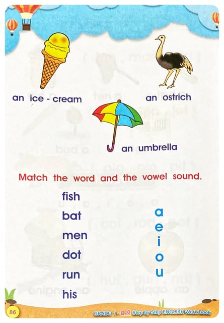 Sathara English Work Book Grade 1 inside view