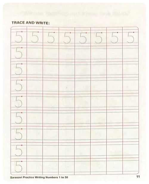 Sarasavi Practice Writing Numbers 1-50 inside view