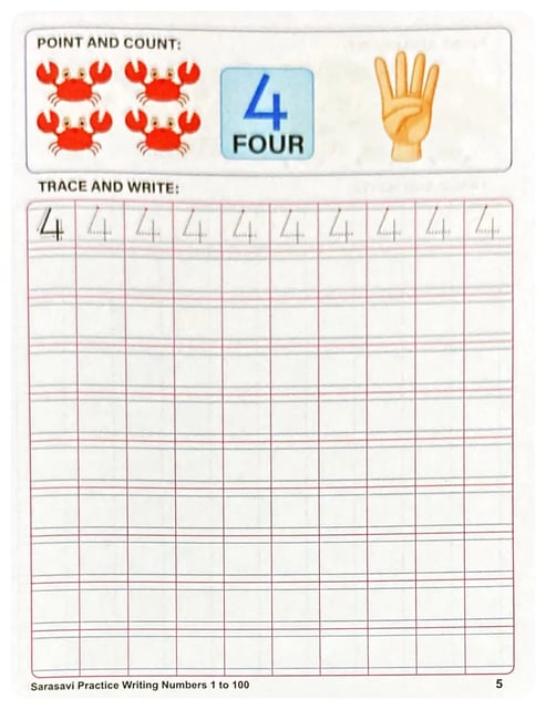 Sarasavi Practice Writing Numbers 1-100 inside view