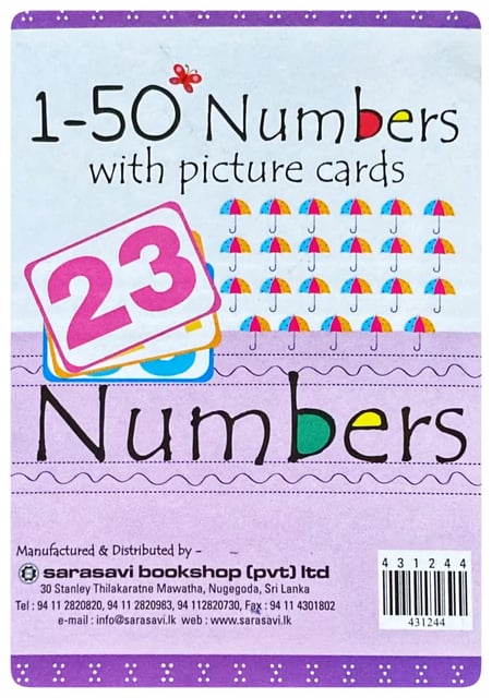 Sarasavi Numbers Flash Card Set inside view