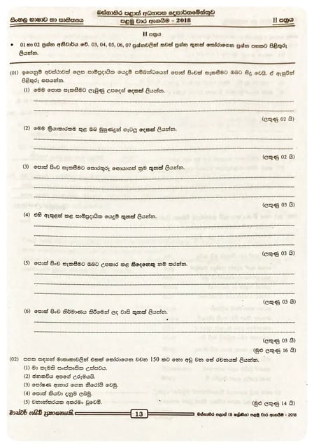 සිංහල 8 ශ්‍රේණිය | Sinhala Grade 8 Pepers inside view